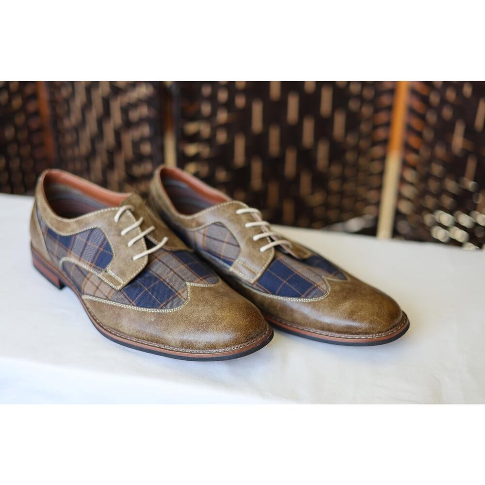 Ferro Aldo Brown Plaid Oxfords by Unknown